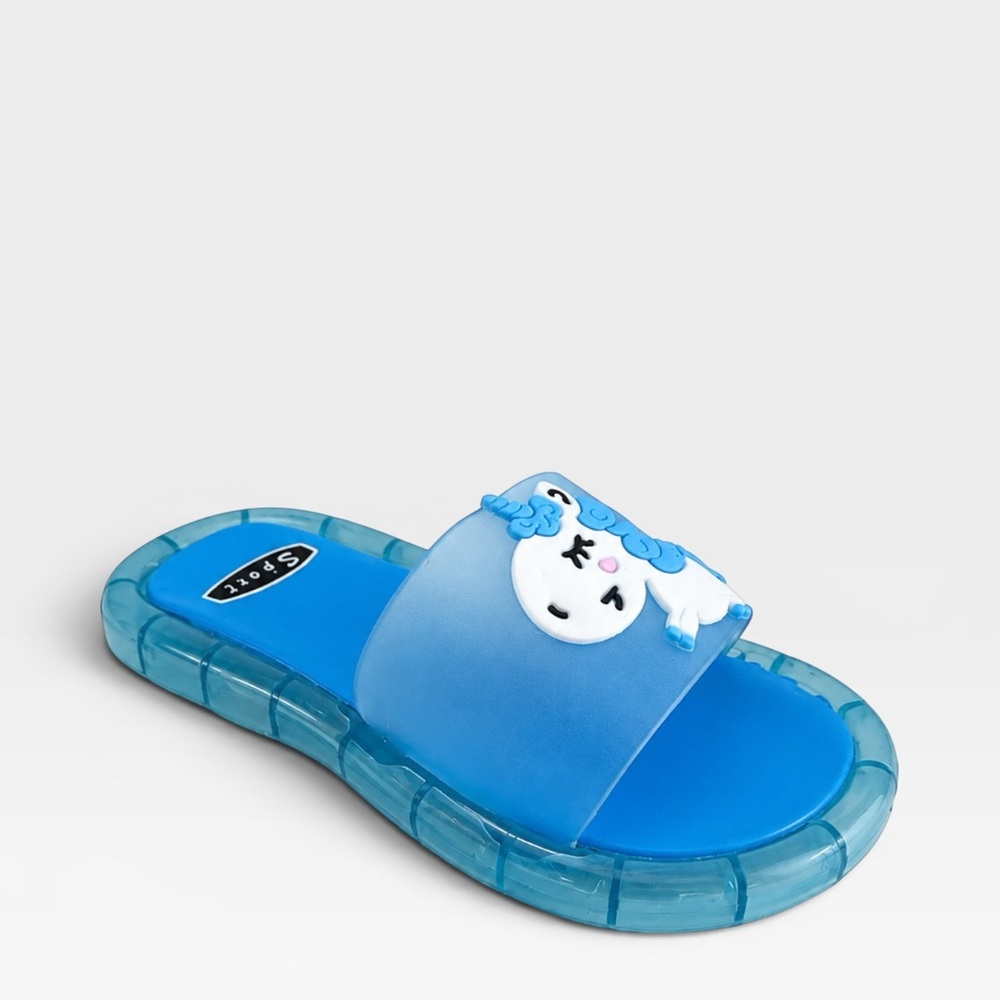 Kids Blue Unicorn Slide Sandal